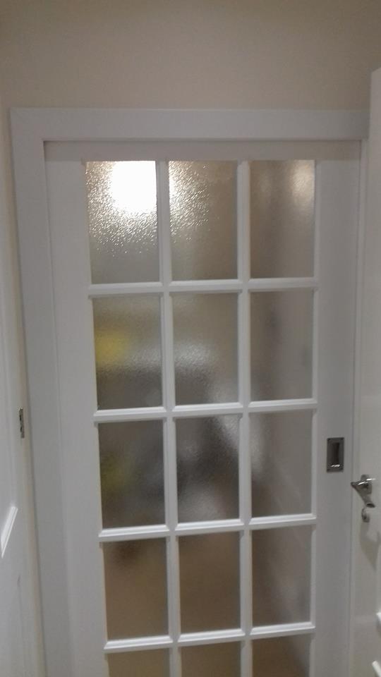 Interior door with frosted glass